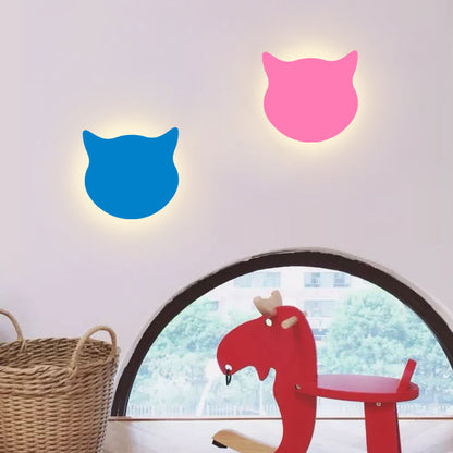 Vivolux | Dier Kat Hoofd Wandlamp Hout LED Wandlamp Licht in Snoepkleuren voor Kinderkamer