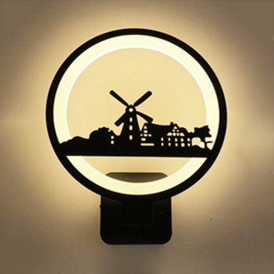 Vivolux | Kreative Lebendige Muster Wandbeleuchtung Metall Schwarz LED Wandlampe für Kinderzimmer Esszimmer