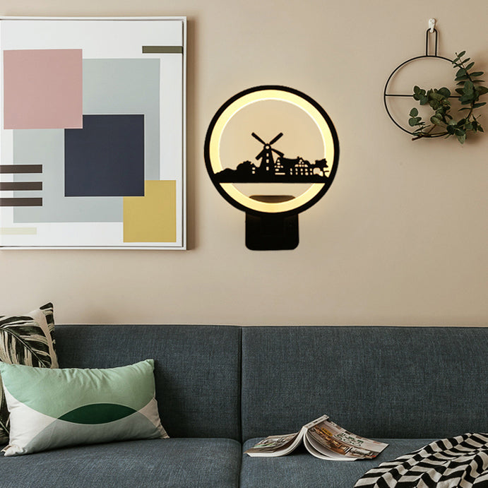 Vivolux | Kreative Lebendige Muster Wandbeleuchtung Metall Schwarz LED Wandlampe für Kinderzimmer Esszimmer