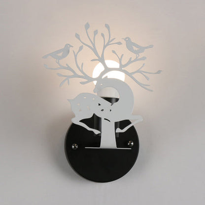 Vivolux | Sika Deer Kindergarten Wandlampe mit Branche & Vogel Metall 1 Licht Tier Lampe