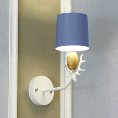 Vivolux | Schöne Hirschkopf Wandleuchte mit Zylinderschirm Metall Einzelne Leuchte Wandlicht für Kinderzimmer
