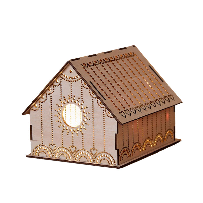 Vivolux | Kids Cottage Mini Nachtlicht Holz Schlafzimmer LED Nachttischlampe in Braun mit skulptiertem Blumen/Stern/Liebesherz-Design
