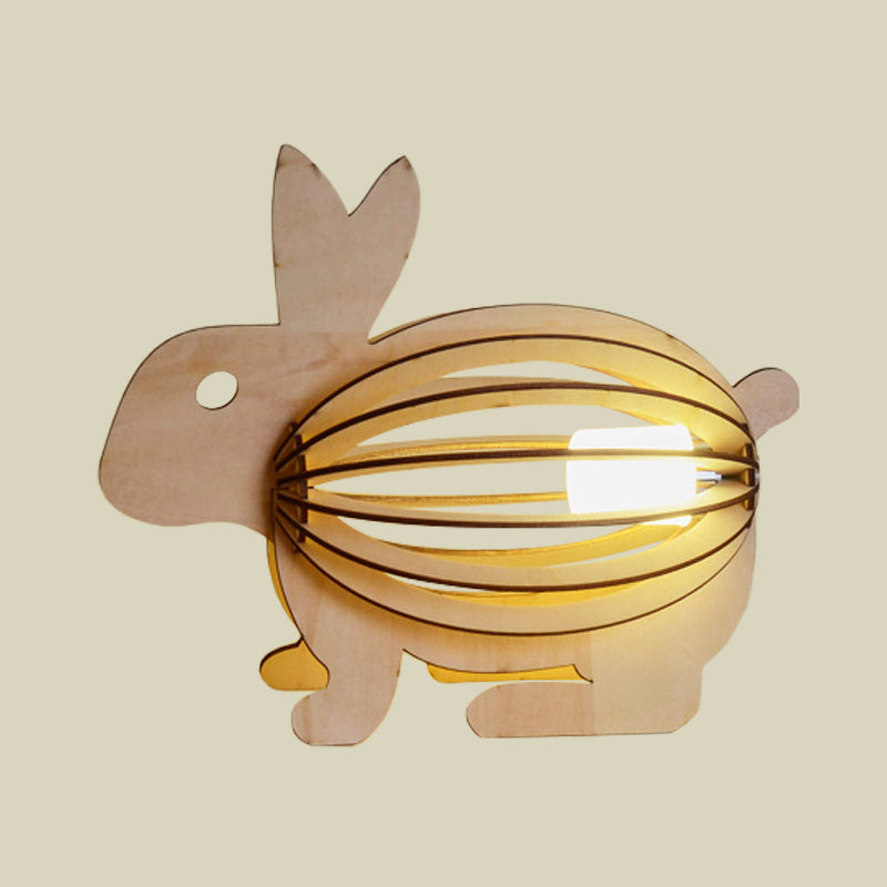 Vivolux | Hollowed Out Rabbit Nachtlamp Kids Hout Licht-Bruin USB Oplaadbare LED Tafel Lamp