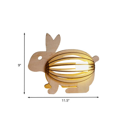 Vivolux | Hollowed Out Rabbit Nachtlamp Kids Hout Licht-Bruin USB Oplaadbare LED Tafel Lamp