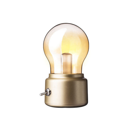 Vivolux | Kreatieve Bulb Shade Amber Glas Nacht Tafel Lamp LED Nachttafellamp met Zwart/Gouden Basis