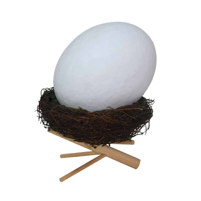 Vivolux | Oplaadbare Witte Ei Nachtkastlamp Kids Creatieve Plastic LED Tafellamp met Houten Houder en Nestlamp Houder