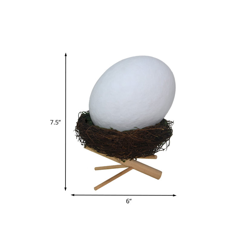 Vivolux | Oplaadbare Witte Ei Nachtkastlamp Kids Creatieve Plastic LED Tafellamp met Houten Houder en Nestlamp Houder