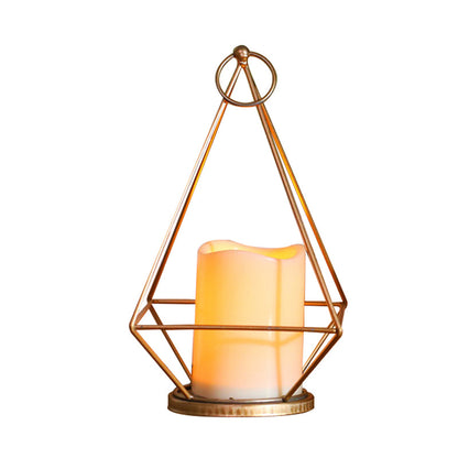 Vivolux | Kids Batterij Aangedreven LED Nachtlamp Gouden Diamant/Driehoek/Hexpagoon Tafellicht met IJzeren Kooi en Binnenkaars Schaduw