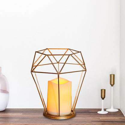 Vivolux | Kids Batterij Aangedreven LED Nachtlamp Gouden Diamant/Driehoek/Hexpagoon Tafellicht met IJzeren Kooi en Binnenkaars Schaduw