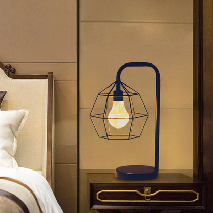 Vivolux | Druppel/Bal Kooi Plug In Tafel Lamp Moderne Stijl Zwarte LED Nachtkast Verlichting met Gooseneck Arm