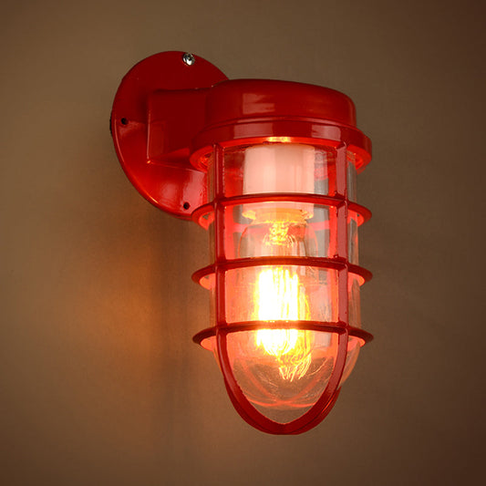 Vivolux | 1 Glühbirne Metalnetz Wandmontierte Lampe Küstrot/Blau Helles Glas Beleuchtung für Außen
