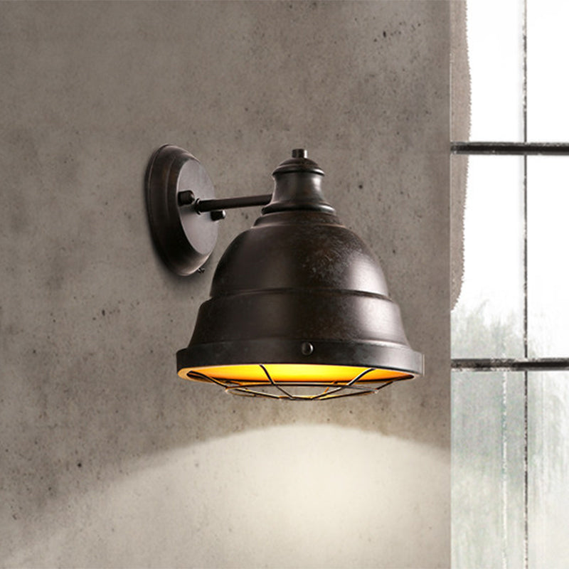 Vivolux | 1 Kop Wandscone Lamp Industrieel Vintage Koepel Shade IJzeren Wandverlichting met Draadbescherming in Zwart/Koper