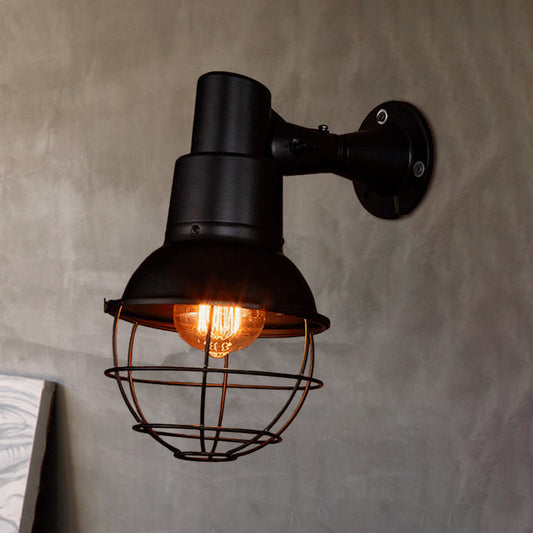 Vivolux | 1 Kopf Wand Scone Licht Vintage Stilvolle Ball Käfig Metall Rotierbare Wandbeleuchtung in Schwarz für Restaurant