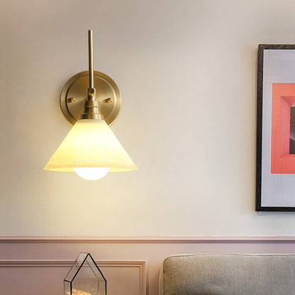 Vivolux | Creme Glas Kegel Wand Sconce Beleuchtung Vintage 1 Kopf Nachttisch Wandlampe Leuchte in Messing