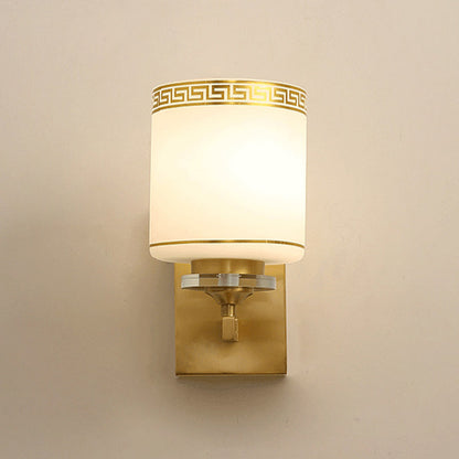 Vivolux | Zylinder Innen Wandbeleuchtung Traditionell Weißes Glas 1-Licht Messingfinish Wandleuchte Lampe
