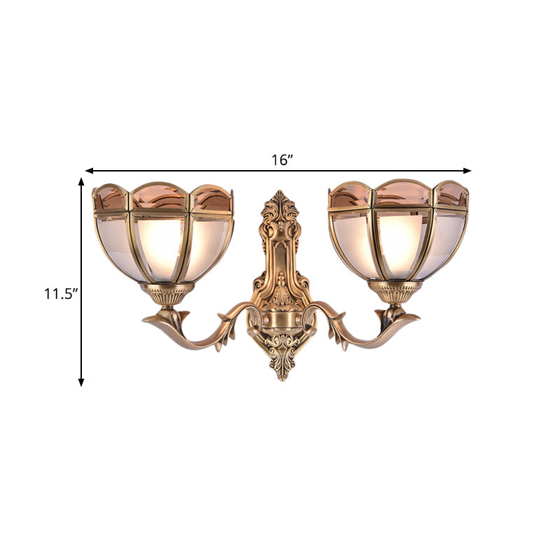 Vivolux | Bowl Translucent Glass Wandlamp Koloniale Stijl 1/2-Licht Bedside Wandlicht Sconces in Messing