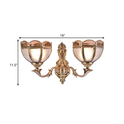 Vivolux | Bowl Translucent Glass Wandlamp Koloniale Stijl 1/2-Licht Bedside Wandlicht Sconces in Messing