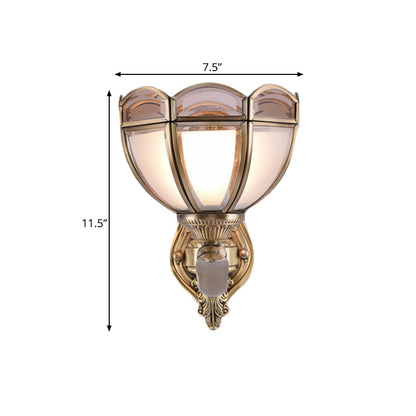 Vivolux | Bowl Translucent Glass Wandlamp Koloniale Stijl 1/2-Licht Bedside Wandlicht Sconces in Messing