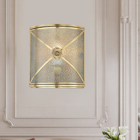 Vivolux | Wasser Glas Halbzylinder Wandlicht Traditionell 1 Kopf Eck Wandmontage Licht in Messing