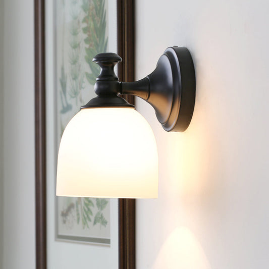 Vivolux | 1 Hoofden Witte Glazen Wandlamp Klassieke Stijl Zwarte Koepel Schaduw Woonkamer Wandverlichting