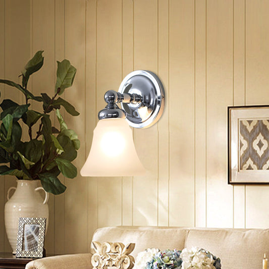 Vivolux | 1 Glühbirnen Wandleuchte Sconce Country Bell Weiß Glass Wandleuchten Ideen in Silber