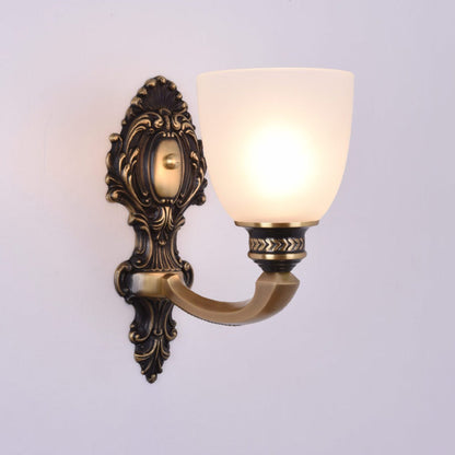 Vivolux | Dome Frosted Glass Wandmontage Lichtarmatuur Klassieke Stijl 1/2 Koppen Slaapkamer Wandverlichting in Messing