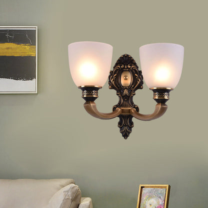 Vivolux | Dome Frosted Glass Wandmontage Lichtarmatuur Klassieke Stijl 1/2 Koppen Slaapkamer Wandverlichting in Messing