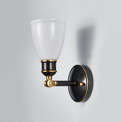 Vivolux | Tapered Weißes Glas Wandleuchtengehäuse Ländlich 1 Licht Schlafzimmer Wandanbauleuchte in Messing
