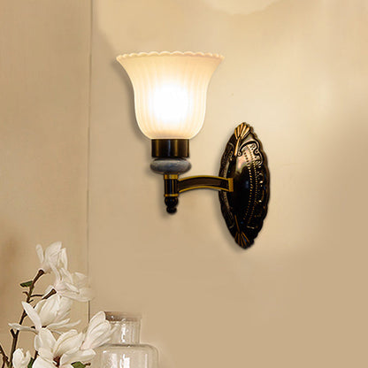 Vivolux | Country Bell Wandmontage Lichtarmatuur 1/2-Licht Frosted Glas Wandlamp in Zwart