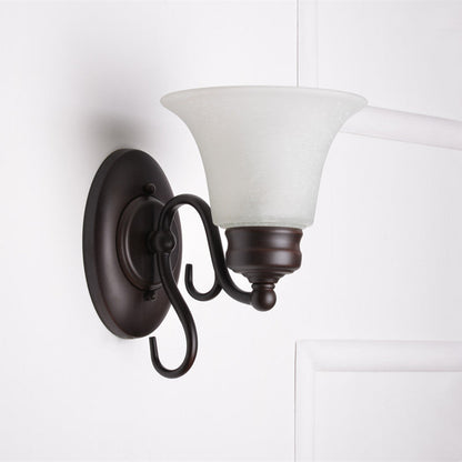 Vivolux | Bell Weiße Glas Wandleuchte Landhausstil 1 Licht Innen Wandmontage Lampenarmatur in Schwarz