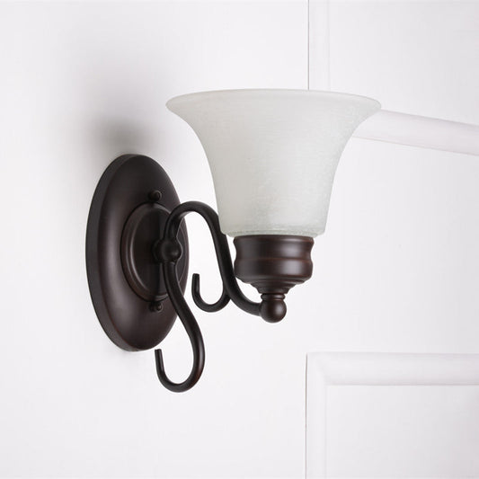 Vivolux | Bell Weiße Glas Wandleuchte Landhausstil 1 Licht Innen Wandmontage Lampenarmatur in Schwarz