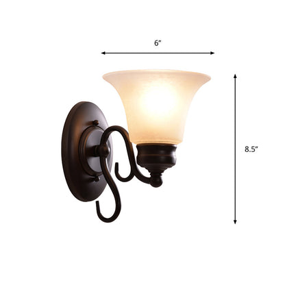 Vivolux | Bell Weiße Glas Wandleuchte Landhausstil 1 Licht Innen Wandmontage Lampenarmatur in Schwarz
