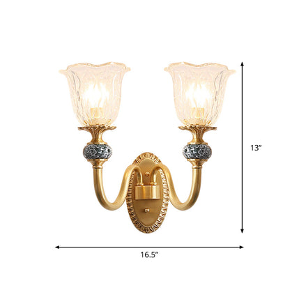 Vivolux | Post Modern Flower Wandlamp Verlichting 1/2-Kop Helder Glas Wandlamp Armatuur in Messing