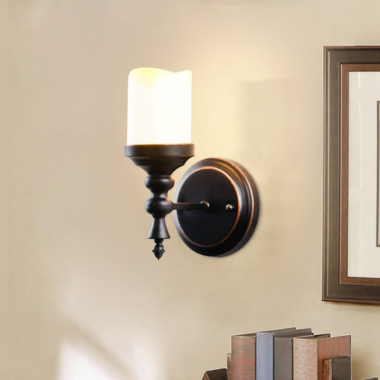 Vivolux | Opal Glas Wandlicht Sconces Antiqued 1 Licht Binnen Wandlamp Armatuur in Zwart
