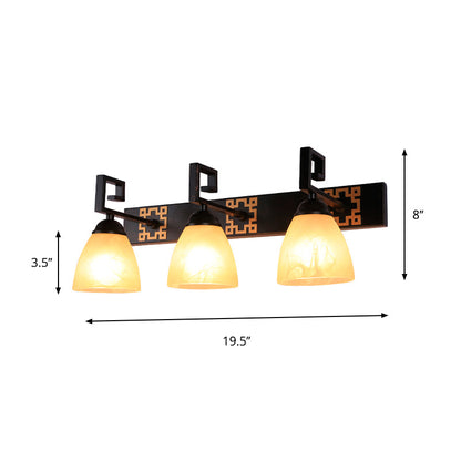 Vivolux | 3-Birnen Tan Rissglas Vanity Beleuchtung Landhaus Schwarz Domed Badezimmer Wandleuchte Lampe