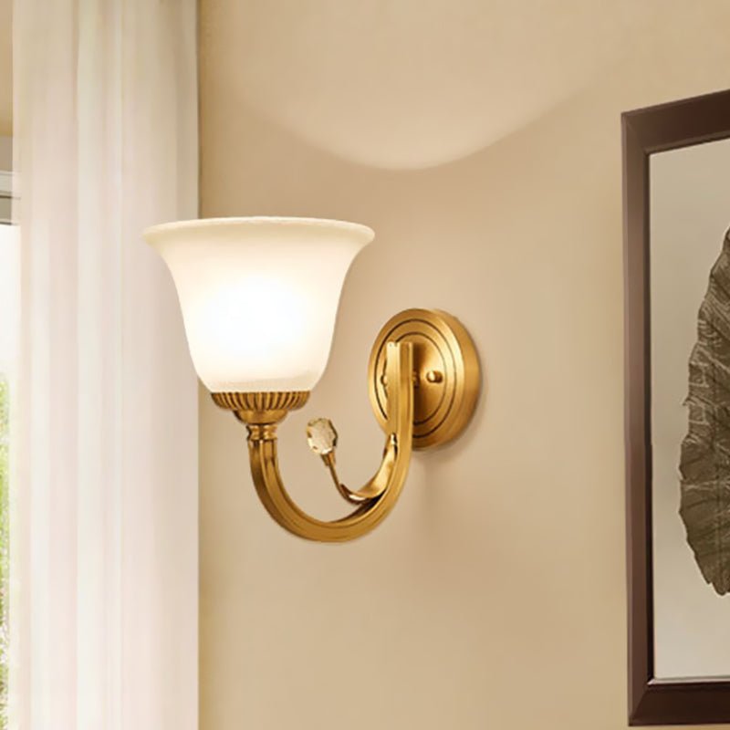 Vivolux | Messing-Finish 1/2-Licht Wandlampe Kolonial Frosted Glass Glocken Auf Wandlampen Leuchte für Flur
