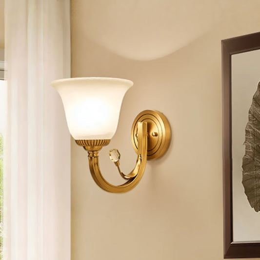 Vivolux | Messing-Finish 1/2-Licht Wandlampe Kolonial Frosted Glass Glocken Auf Wandlampen Leuchte für Flur