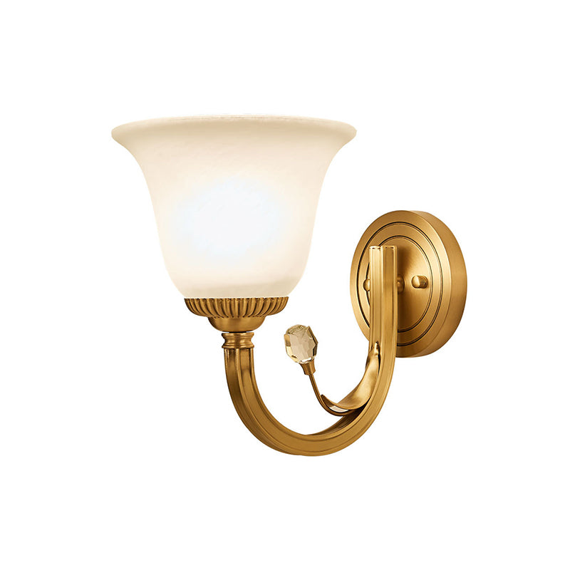 Vivolux | Messing-Finish 1/2-Licht Wandlampe Kolonial Frosted Glass Glocken Auf Wandlampen Leuchte für Flur