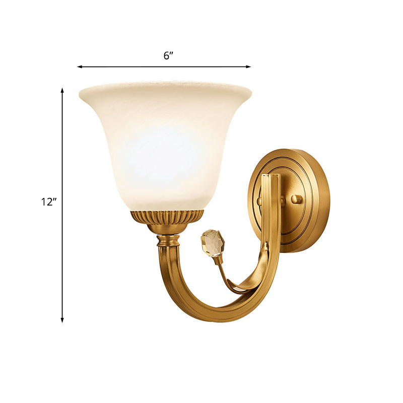 Vivolux | Messing-Finish 1/2-Licht Wandlampe Kolonial Frosted Glass Glocken Auf Wandlampen Leuchte für Flur