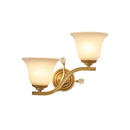 Vivolux | Messing-Finish 1/2-Licht Wandlampe Kolonial Frosted Glass Glocken Auf Wandlampen Leuchte für Flur