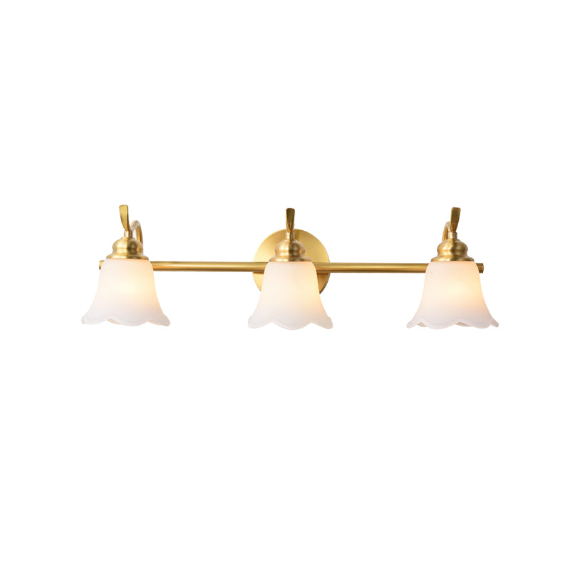 Vivolux | 2/3 Lampen Vanity Wand Licht Traditionelle Badezimmer Wand Sconces Lampe mit Blumen Creme Glas Schirm in Messing