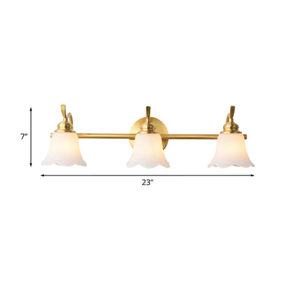 Vivolux | 2/3 Lampen Vanity Wand Licht Traditionelle Badezimmer Wand Sconces Lampe mit Blumen Creme Glas Schirm in Messing