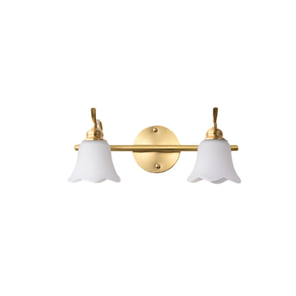 Vivolux | 2/3 Lampen Vanity Wand Licht Traditionelle Badezimmer Wand Sconces Lampe mit Blumen Creme Glas Schirm in Messing