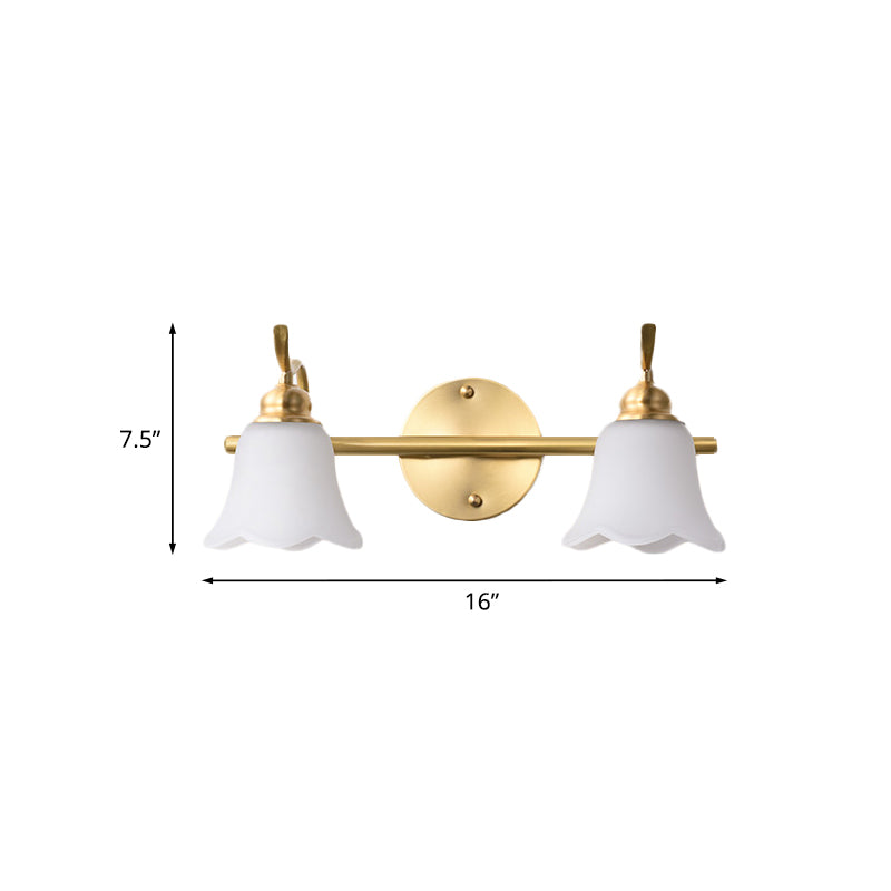 Vivolux | 2/3 Lampen Vanity Wand Licht Traditionelle Badezimmer Wand Sconces Lampe mit Blumen Creme Glas Schirm in Messing