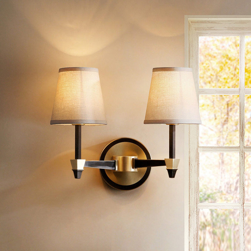 Vivolux | Stoffen Conische Wandlamp Wandlamp Landelijke Stijl 1/2-Kop Woonkamer Wandverlichting Ideeën in Zwart