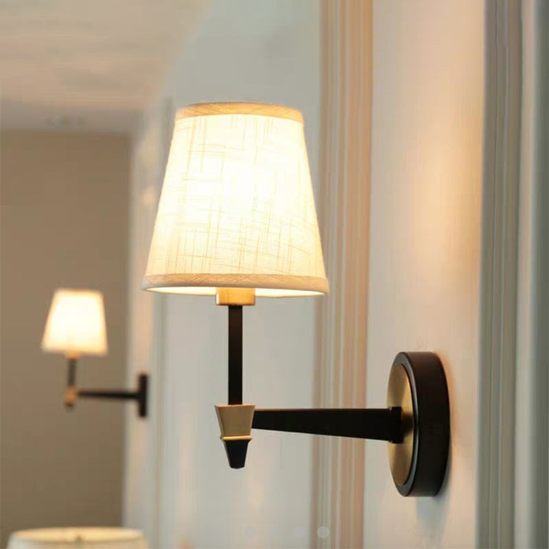 Vivolux | Stoffen Conische Wandlamp Wandlamp Landelijke Stijl 1/2-Kop Woonkamer Wandverlichting Ideeën in Zwart