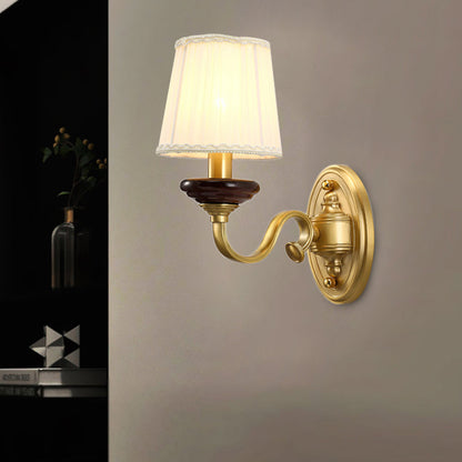 Vivolux | 1/2-Birnen Stoff Wandmontierte Lampe Traditionelle Messing-Finish Verjüngte Wandlicht Wandleuchte für Esszimmer