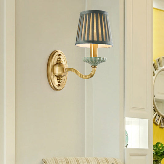 Vivolux | Stoff Messing Wandlamp Fixture Gefaltener Lampenschirm 1/2-Licht Land Wandlaterne für Esszimmer