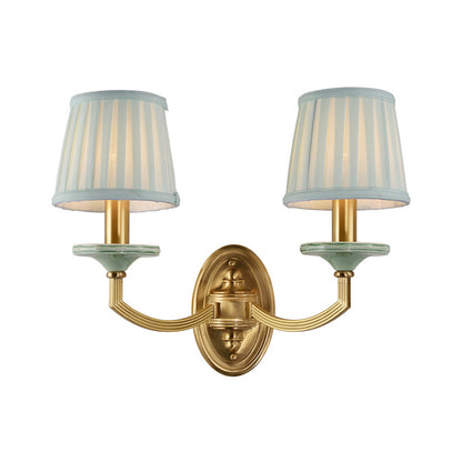 Vivolux | Rustieke Geplooide Drum Wandmontage Licht Platteland 1/2-Kop Woonkamer Wandlamp in Messing