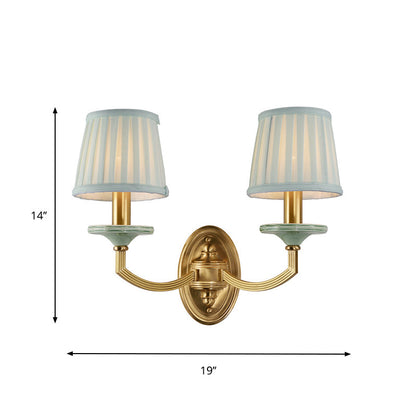 Vivolux | Rustieke Geplooide Drum Wandmontage Licht Platteland 1/2-Kop Woonkamer Wandlamp in Messing